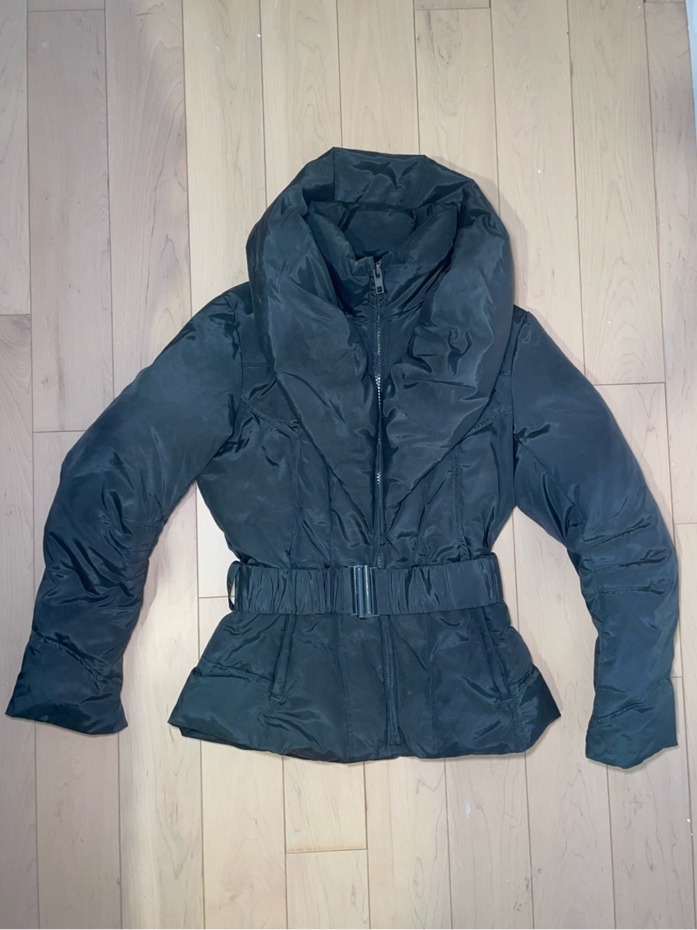 DANIER - Jacket Women's Grey Belted Puffer Jacket with Sculpted Collar - Winter - Picture 4 of 10